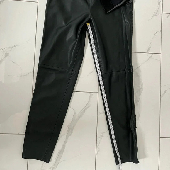 Free People/ Deep forest green/  Vegan leather/ Skinny pants/ Size US 4 - Picture 7 of 9